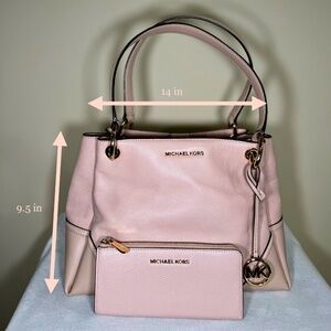 Michael Kors - Leather Handbag w/ Wallet Set